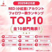 【2025年2月度】RED(小紅書)アカウントフォロワー数ランキングTOP10発表！